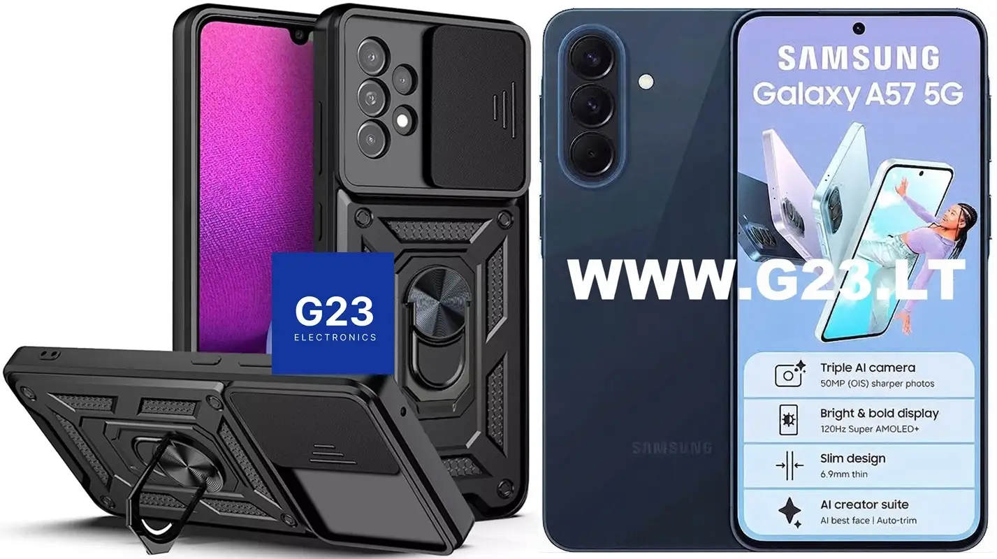 B-Ultra dėklas nugarėlė šarvai Samsung Galaxy A57 – juodos spalvos 1 B-Ultra dėklas Samsung Galaxy A57 juodos spalvos – šarvuotas dėklas ir telefonas