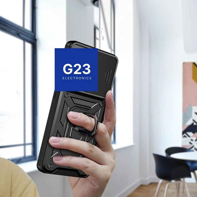 B-Ultra dėklas nugarėlė šarvai Samsung Galaxy S24 mobiliajam telefonui juodos spalvos 7 Šarvuotas B-Ultra dėklas su žiedu laikomas rankoje