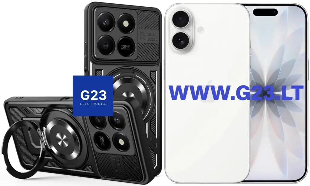 B-Ultra MagSafe dėklas šarvai Apple iPhone 17 – juodas šarvuotas dėklas ir telefonas, katalogo nuotrauka