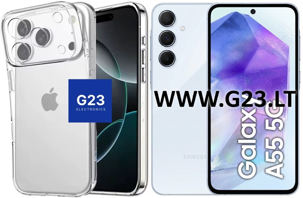 Skaidri nugarėlė Samsung Galaxy A55 telefonui su matoma lygia nugarėle