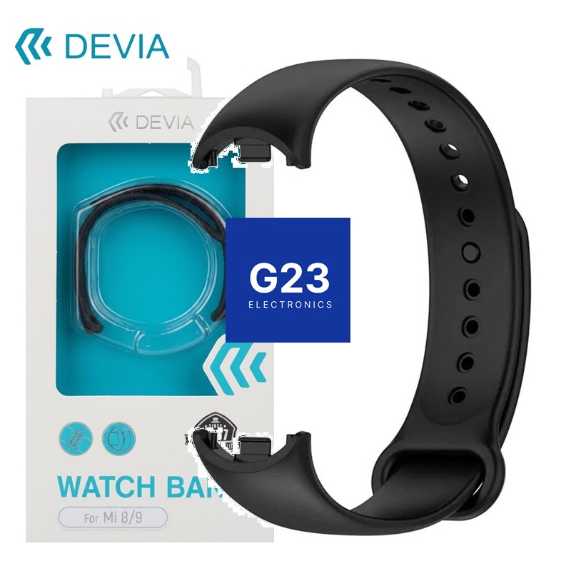 Apyrankė dirželis Xiaomi Mi Band 8, Mi Band 9, Mi Band 10 išmaniosioms apyrankėms Devia Deluxe Sport juodos spalvos 5 Devia Deluxe Sport Mi Band 8 dirželio juodos spalvos pakuotė