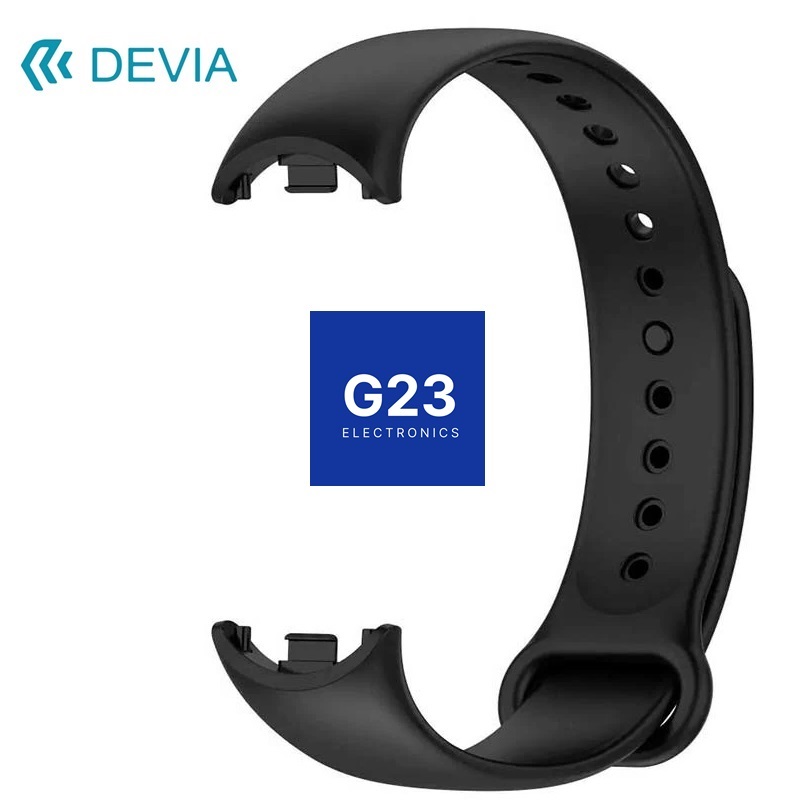 Mi Band 8 dirželis Devia Deluxe Sport juodos spalvos su fiksatoriais galuose