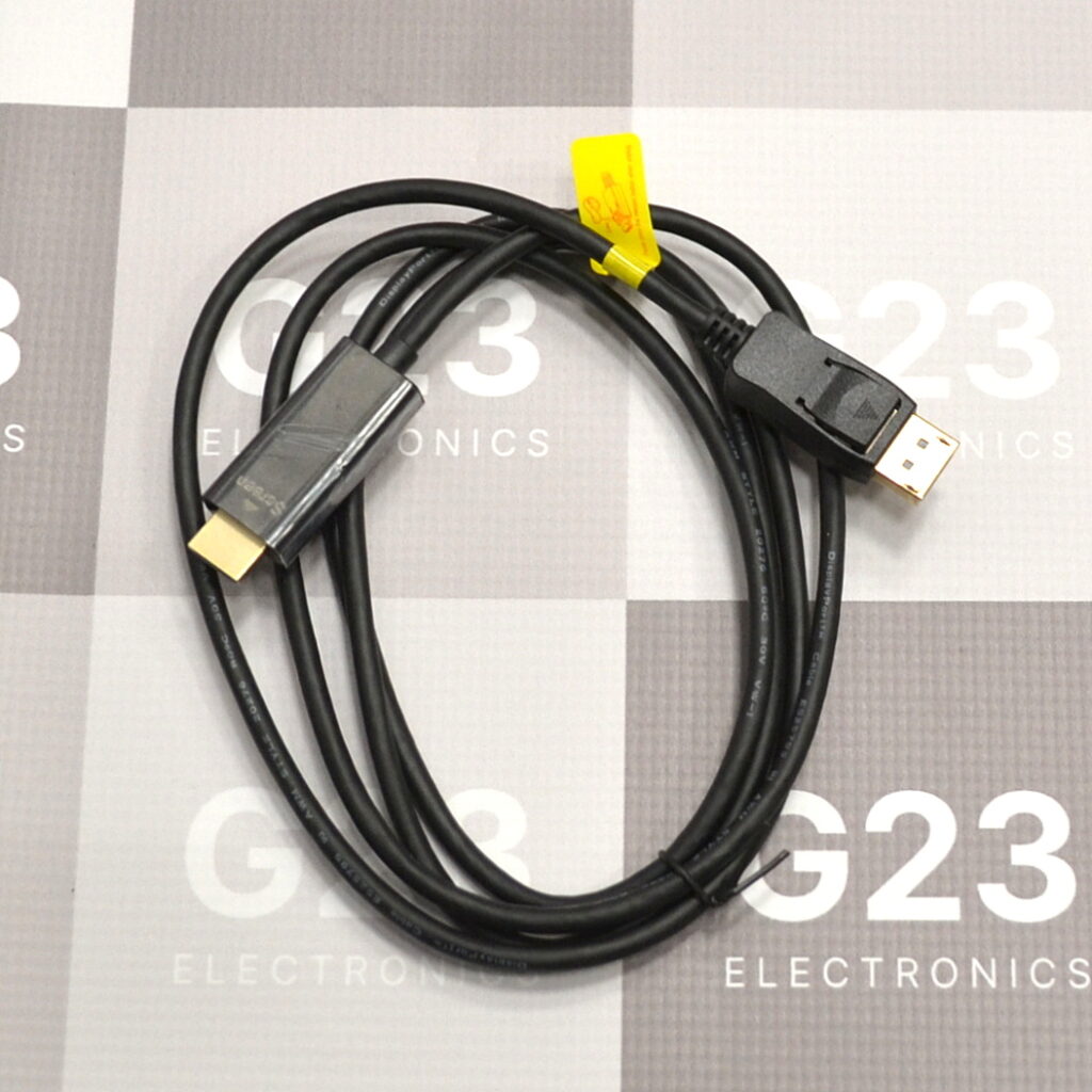 DisplayPort į HDMI laidas Benfei 1,8 metro, suvyniotas juodas kabelis su abiem kištukais