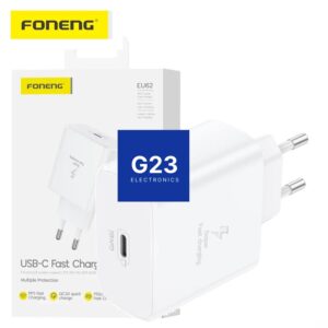 Foneng EU62 45W GaN kroviklio pakuotė ir baltas adapteris