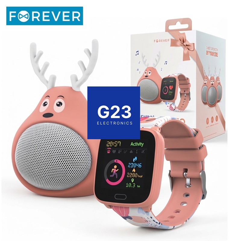 Forever iGO vaikiško išmaniojo laikrodžio ir Bluetooth kolonėlės rinkinys oranžinis