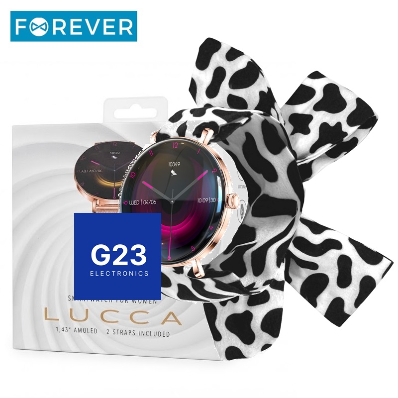 Forever Lucca išmanusis laikrodis su Cow Print dirželiu ir pakuotė