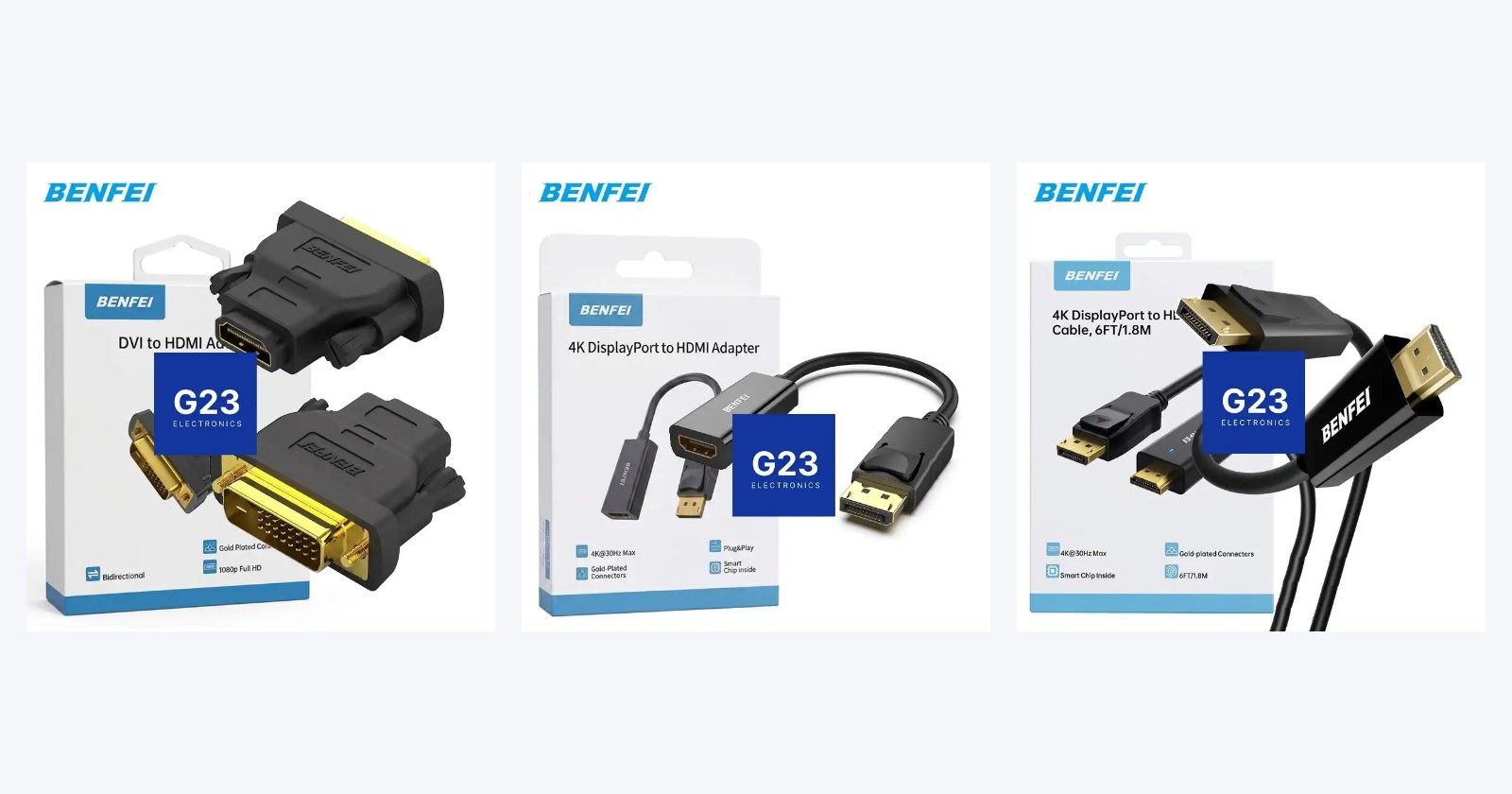 HDMI laidai ir jungtys G23 Electronics asortimente