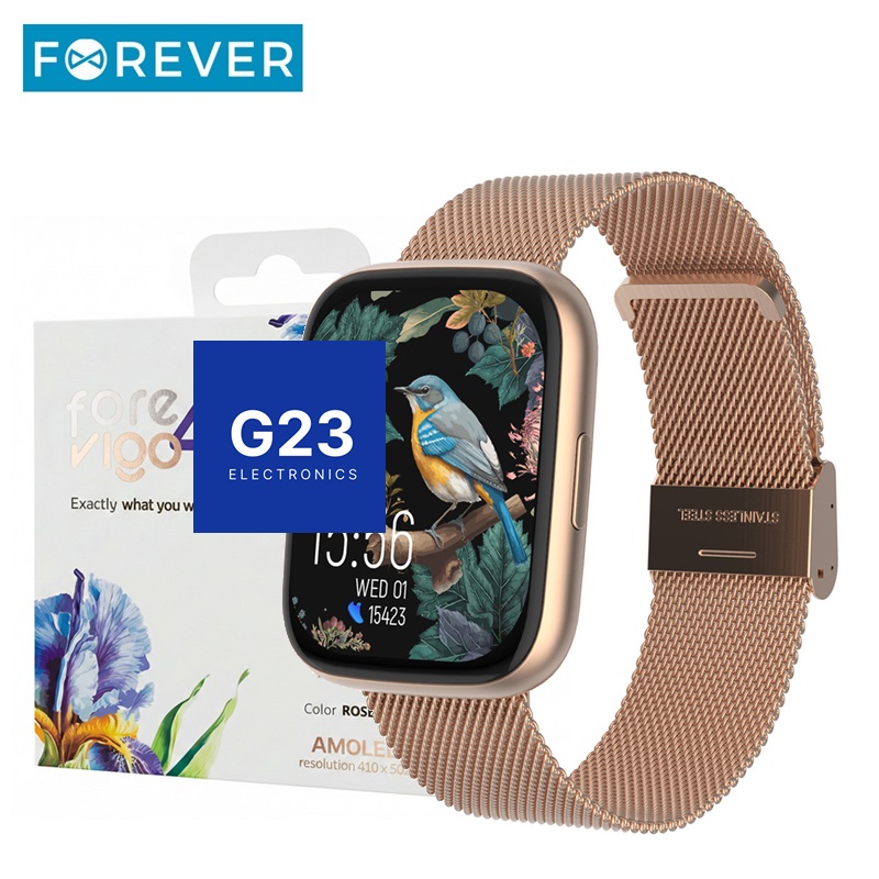 Forever ForeVigo 4 rožinio aukso išmanusis laikrodis su pakuote