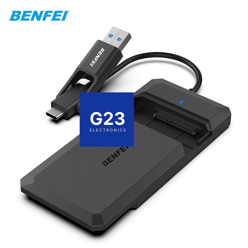 Kietojo disko kišenė 2,5 colio SATA USB-C ir USB-A Benfei juoda 6 Kietojo disko kišenės dvigubas kištukas USB-C ir USB-A bei atviras SATA lizdas