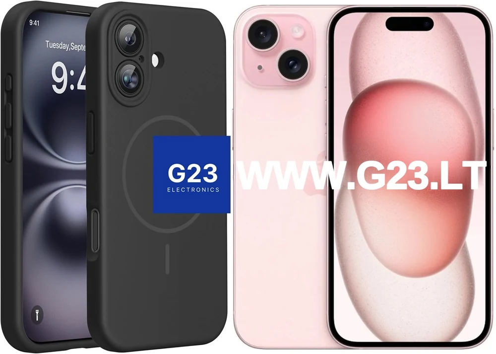 MagSafe Gen3 dėklas nugarėlė Apple iPhone 15 telefonui juodos spalvos – katalogo nuotrauka