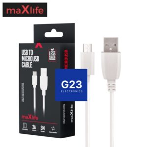 Micro USB laidas 3 metrai maXlife baltos spalvos su gamintojo pakuote