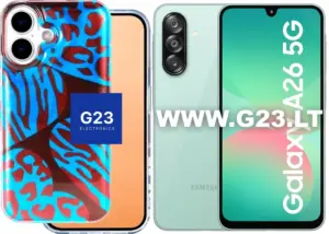 Safari Berry Zebra dėklas nugarėlė Samsung Galaxy A26 telefonui su raudonu leopardo ir zebro raštu