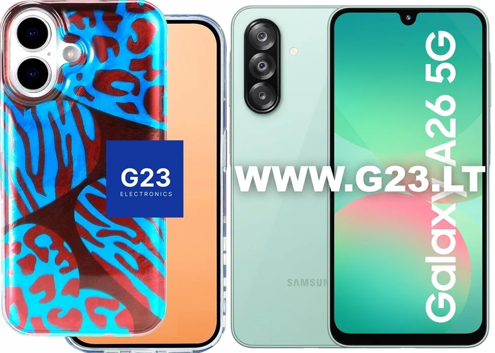 Safari Berry Zebra dėklas nugarėlė Samsung Galaxy A26 1 Safari Berry Zebra dėklas nugarėlė Samsung Galaxy A26 telefonui su raudonu leopardo ir zebro raštu