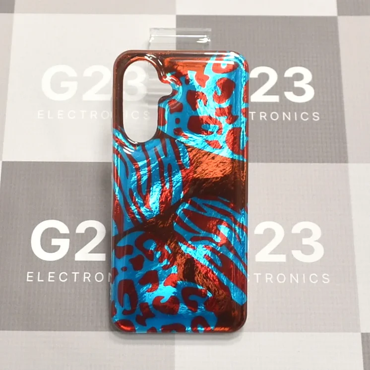 Safari Berry Zebra dėklas nugarėlė Samsung Galaxy A26 7 Žydros folijos nugarėlė su raudonomis leopardo dėmėmis ir zebro juostomis Samsung Galaxy A26 telefonui