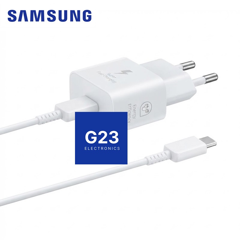 Type-C tinklo kroviklis 25W ir Type-C į Type-C laidas Samsung baltos spalvos 5 Samsung EP-T2510XWEGEU 25W tinklo kroviklis baltos spalvos su Type-C laidu