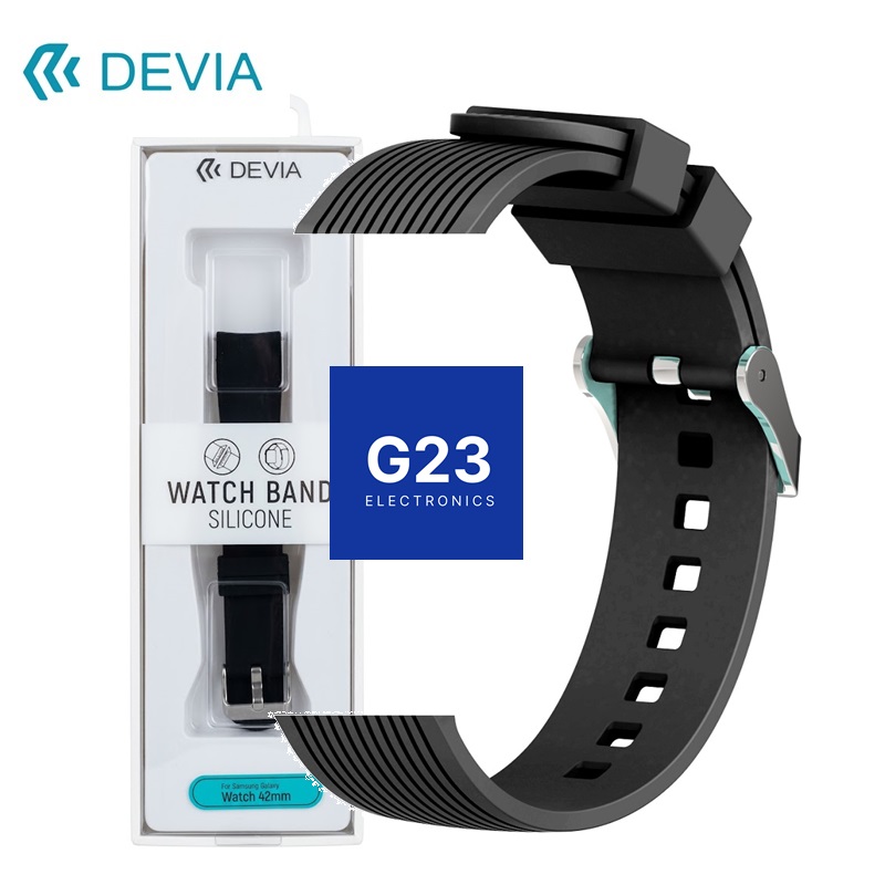 Galaxy Watch dirželis juodas Devia Deluxe Sport pakuotėje