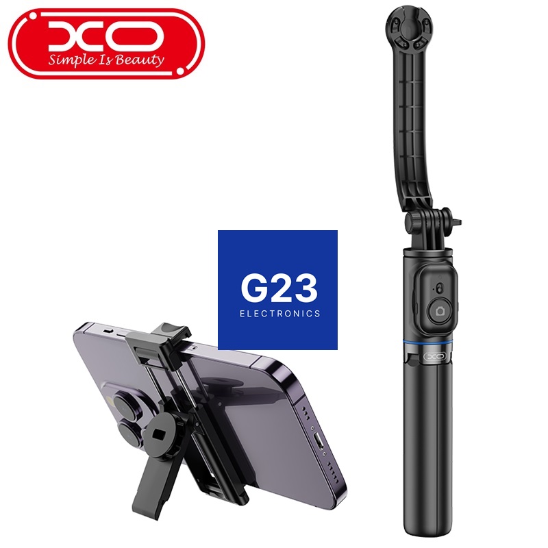 Trikojis stovas asmenukių (selfie) lazda XO SS13 Bluetooth 106 cm juodos spalvos 11 Trikojis stovas XO SS13 juodos spalvos ir nuimamas Bluetooth pultelis su užrakto klavišu