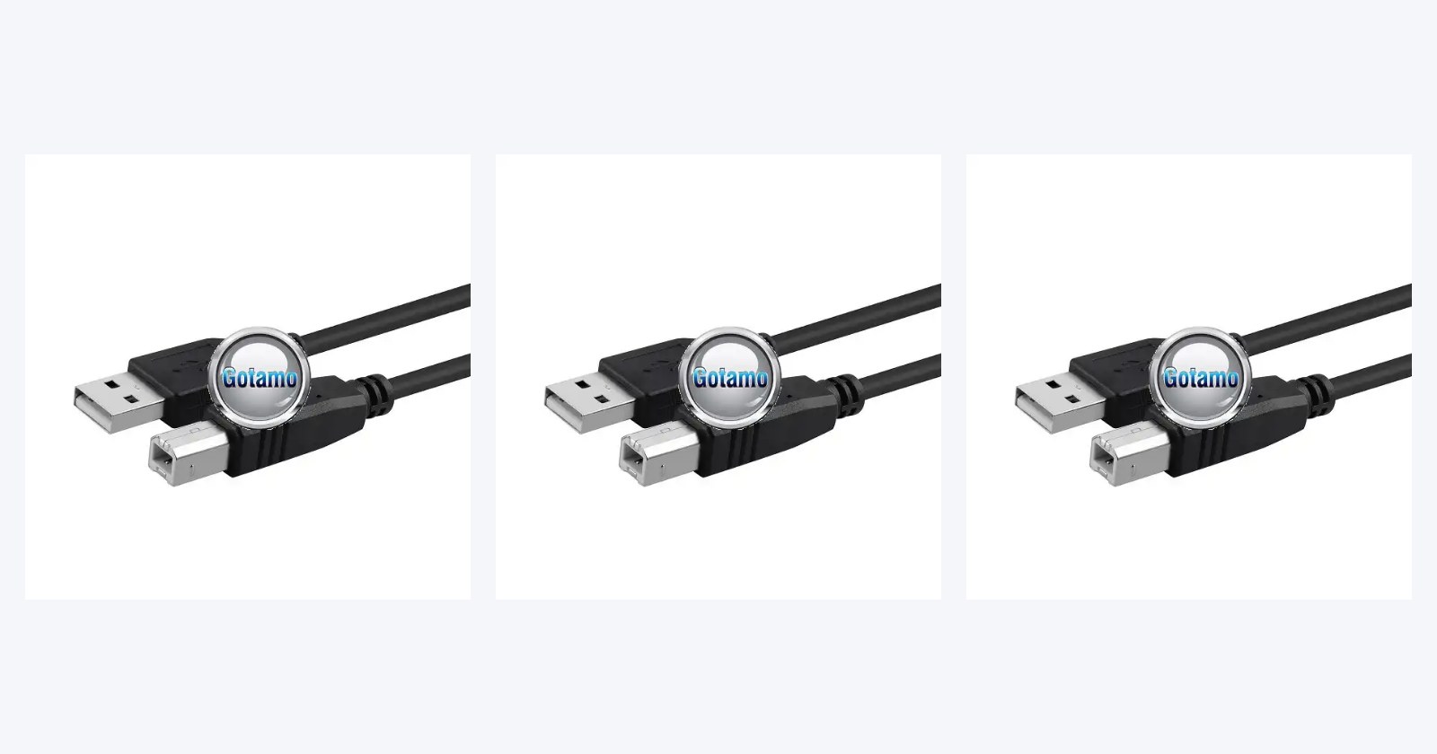 Type-B spausdintuvo laidai su USB-A ir kvadratiniu Type-B kištukais