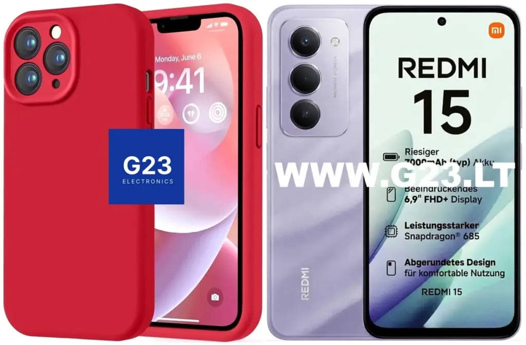 B-Soft Plus raudonos spalvos silikoninis dėklas nugarėlė Xiaomi Redmi 15 4G EU 5G EU telefonui – katalogo nuotrauka
