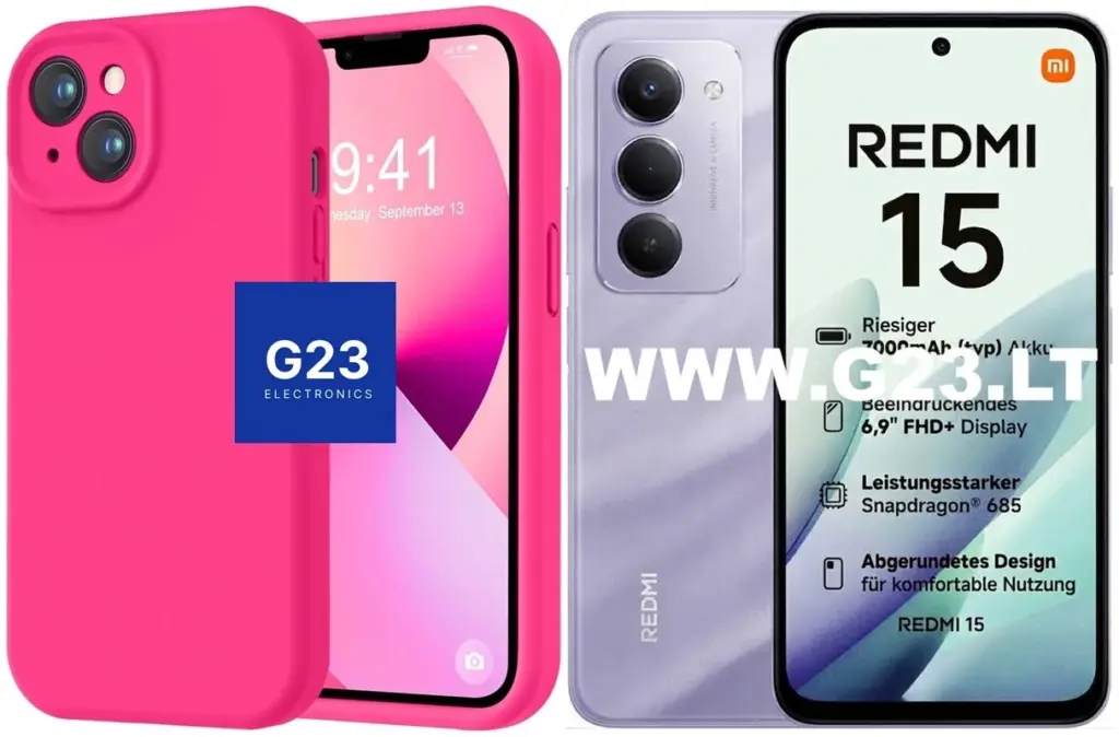 ryškiai rožinės spalvos B-Soft Plus dėklas nugarėlė Xiaomi Redmi 15 telefonui