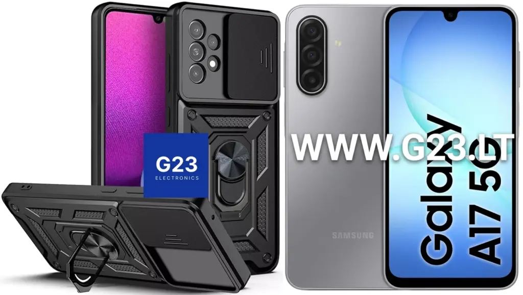 B-Ultra dėklas Samsung Galaxy A17 telefonui – juodas šarvuotas dėklas su kameros dangteliu ir žiedu