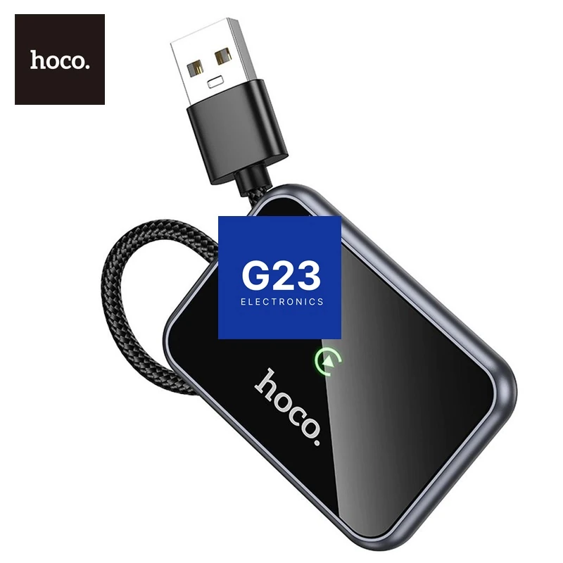 Belaidis CarPlay adapteris USB-A ir USB-C Hoco HU1 juodos spalvos 7 Belaidžio CarPlay adapterio Hoco HU1 USB-A jungtis ir pintas laidas