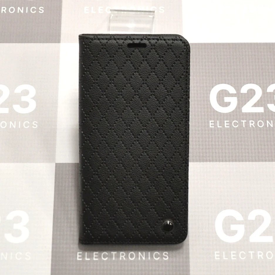 Dalton magnetinis dėklas knygelė Xiaomi Redmi Note 15 Pro 5G – juodos spalvos 9 Juodas Dalton dėklas knygelė Xiaomi Redmi Note 15 Pro 5G – priekinė pusė, Houndstooth raštas juodame fone