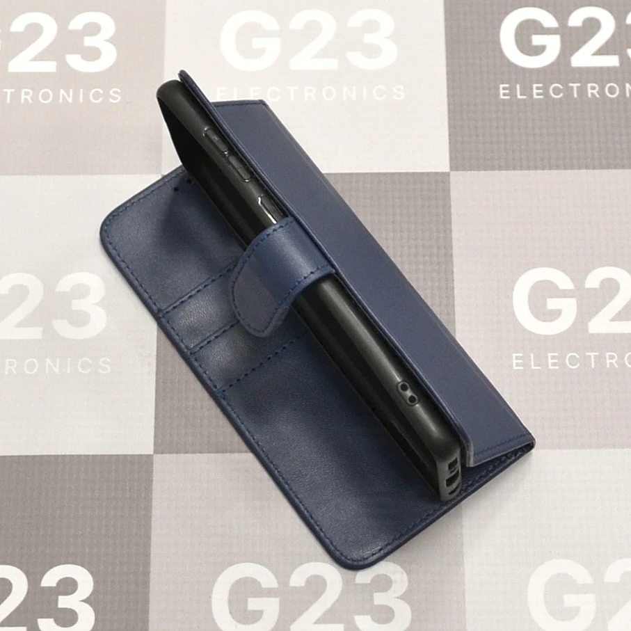Diary Mate dėklas-knygutė Samsung Galaxy A21s telefonui (tamsiai mėlynos spalvos) 11 Diary Mate dėklas-knygutė Samsung Galaxy A21s tamsiai mėlynos spalvos – dėklas su telefonu iš šono