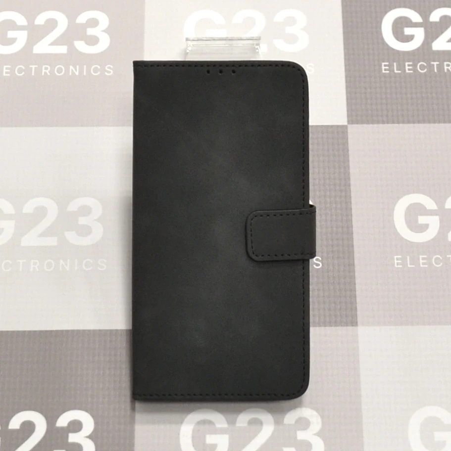 Diary-S veliūrinis dėklas Honor 600, Honor 600 Pro telefonams juodos spalvos 9 Diary-S veliūrinis dėklas-knygutė Honor 600, Honor 600 Pro juodos spalvos – uždaryto dėklo priekis su magnetiniu liežuvėliu