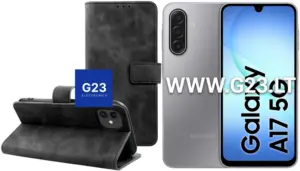 Diary-S veliūrinis dėklas-knygutė Samsung Galaxy A17 telefonui juodos spalvos – dėklas su telefonu