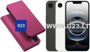 Ducis dėklas Apple iPhone 16e / 17e fuksijos – dėklas-knygutė telefonams iPhone 16e ir iPhone 17e
