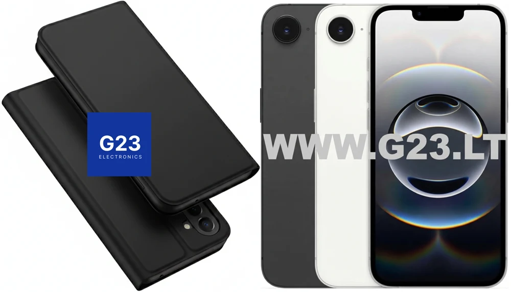 Ducis dėklas Apple iPhone 16e / 17e juodas – dėklas-knygutė telefonams iPhone 16e ir iPhone 17e