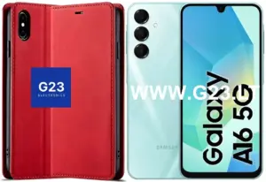Galant magnetinis dėklas knygelė Samsung Galaxy A16 / A16 5G raudonos spalvos – dėklas ir telefonas šalia