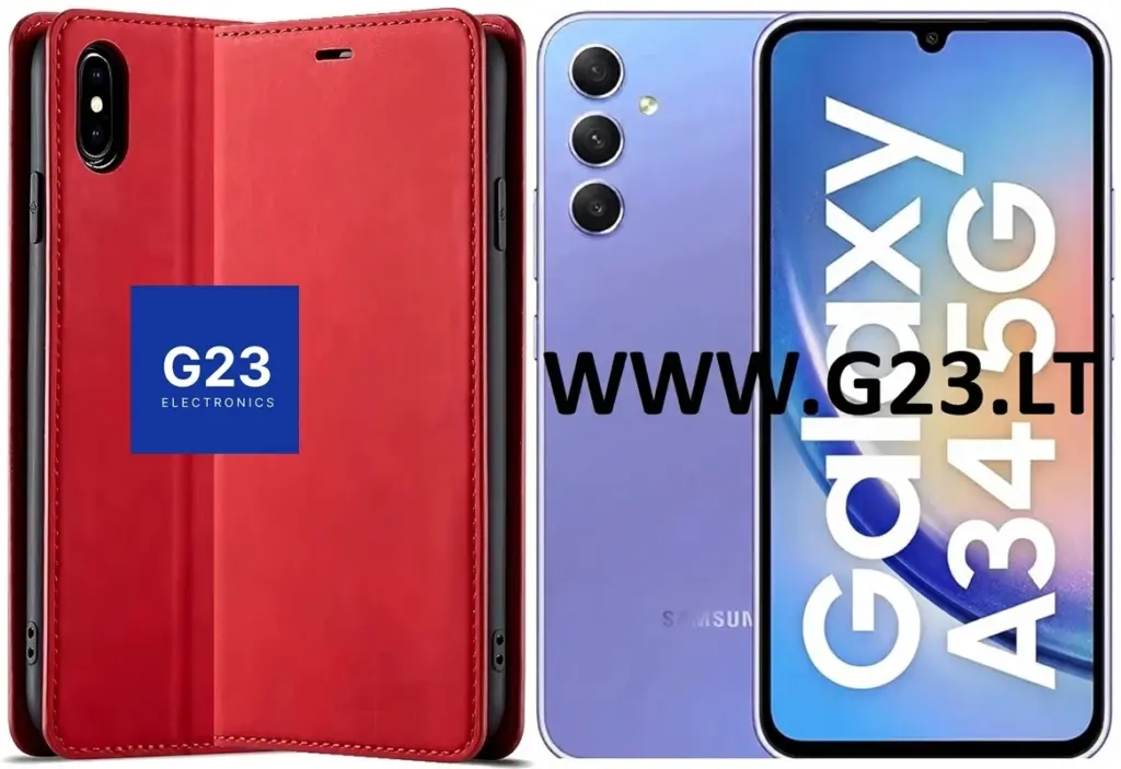 Galant magnetinis dėklas Samsung Galaxy A34 raudonos spalvos – dėklo vaizdai iš skirtingų pusių