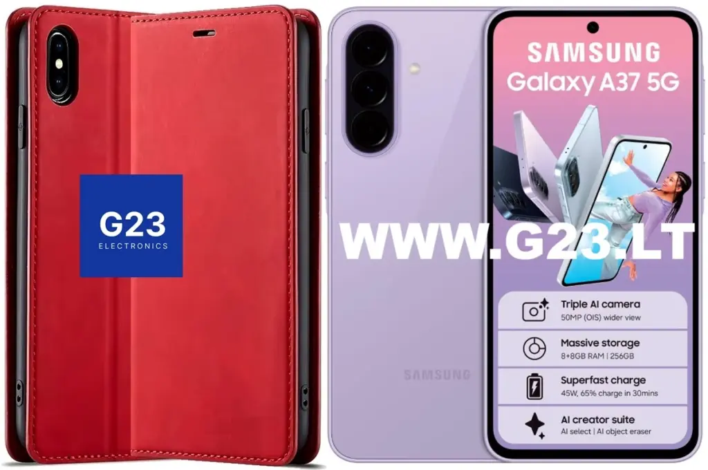 Galant magnetinis dėklas Samsung Galaxy A36 ir A37 raudonos spalvos – dėklo vaizdai iš skirtingų pusių