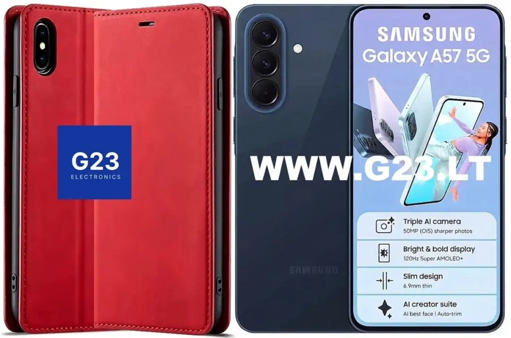 Galant magnetinis dėklas Samsung Galaxy A57 raudonos spalvos – dėklo vaizdai iš skirtingų pusių
