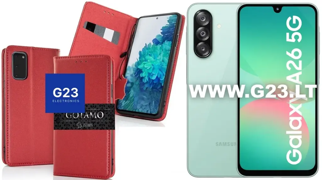 Samsung Galaxy A26 dėklas knygelė bordo spalvos – Gotamo Vintage natūralios odos dėklas