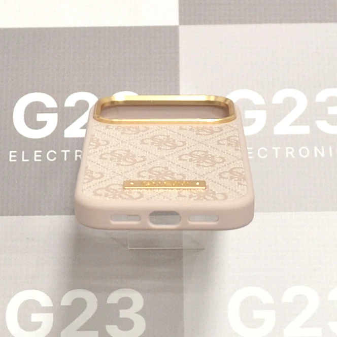 Dėklas nugarėlė GUESS GUHMP17LU4GPRP su MagSafe – Apple iPhone 17 Pro / 18 Pro 11 Guess 4G Logo Plate dėklo apačia su jungties, garsiakalbio ir mikrofono išpjovomis – Apple iPhone 17 Pro