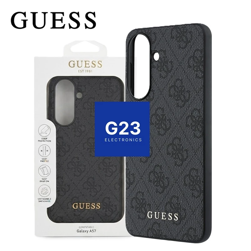 Guess 4G dėklas su metaliniu logotipu ir originali Guess pakuotė – Samsung Galaxy A57