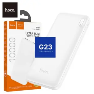 Hoco J128 10000mAh išorinė baterija – pakuotė ir baltas Power Bank