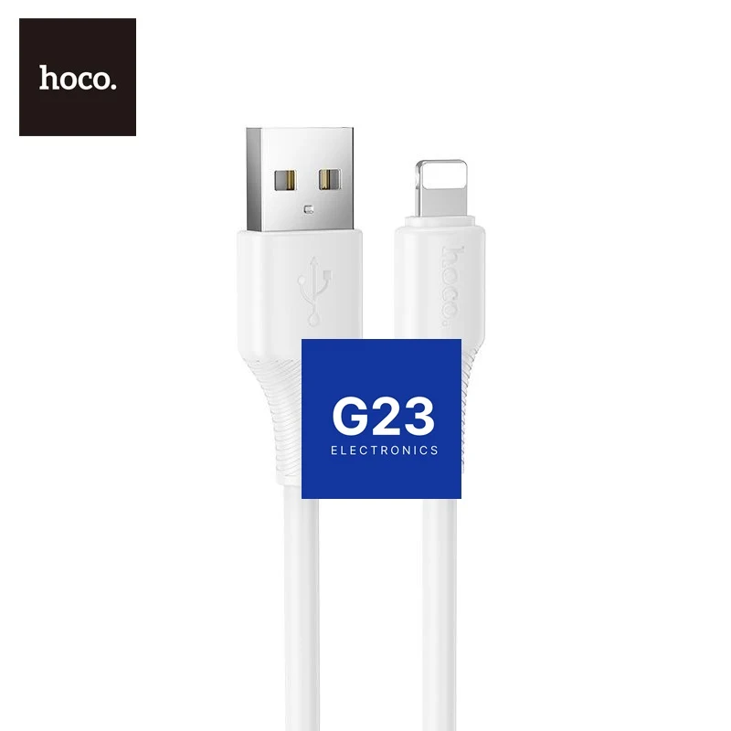 Apple Lightning laidas 1 metras 2.4A Hoco X120 baltos spalvos 10 Hoco X120 Apple Lightning laido 1 metras USB-A ir Lightning kištukai šalia vienas kito