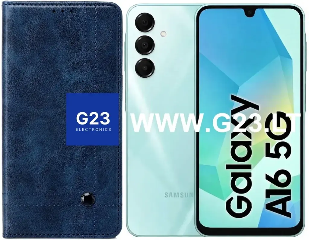 Karachi magnetinis dėklas knygelė Samsung Galaxy A16 / A16 5G tamsiai mėlynos spalvos – dėklas ir telefonas