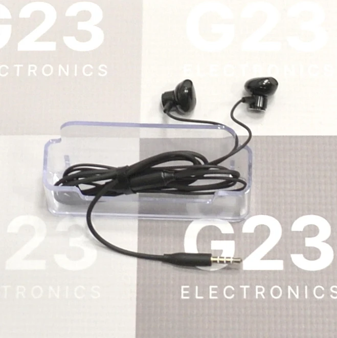 Laidinės ausinės Jack 3,5 mm Hoco M125 su plastikiniais antgaliais juodos spalvos 10 Hoco M125 laidinės ausinės su plastikiniais antgaliais juodos spalvos ant skaidraus laikiklio, pultelis ir Jack kištukas