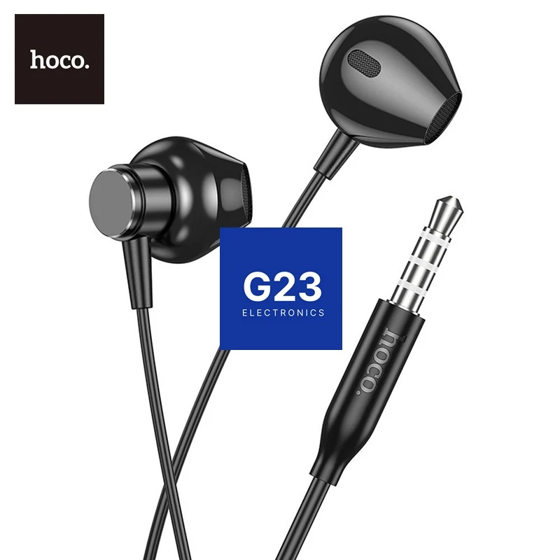Laidinės ausinės Jack 3,5 mm Hoco M125 su plastikiniais antgaliais juodos spalvos 8 Hoco M125 juodos laidinės ausinės – universalus Mini Jack 3,5 mm kištukas su hoco logotipu