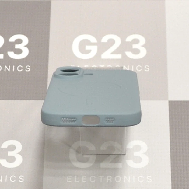 MagSafe Goospery dėklas nugarėlė Apple iPhone 17 telefonui pelenų mėlynos spalvos 8 Pelenų mėlynos Goospery MagSafe nugarėlės apačia su jungties ir garsiakalbio išpjovomis – Apple iPhone 17