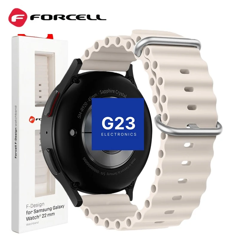 Pilkas silikoninis dirželis Forcell F-Design FS01 22 mm originalioje pakuotėje su Samsung Galaxy Watch