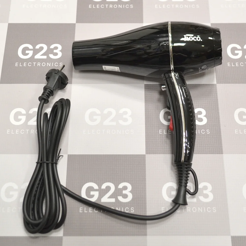 Plaukų džiovintuvas Hoco HP12 1450 W su jonizacija ir 2 antgaliais juodos spalvos 10 Juodas plaukų džiovintuvas Hoco HP12 su 2,5 m maitinimo laidu