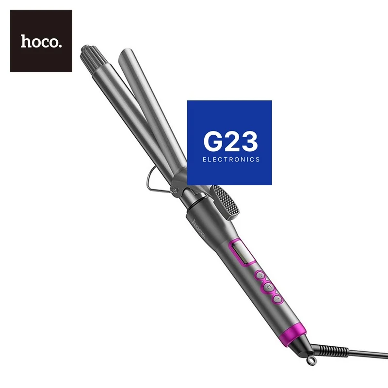 Plaukų garbanotuvas Hoco HP43 25 mm su LCD ekranu ir 120–220 °C temperatūra pilkos spalvos 10 Plaukų garbanotuvo Hoco HP43 valdymo mygtukai ir LCD ekranas