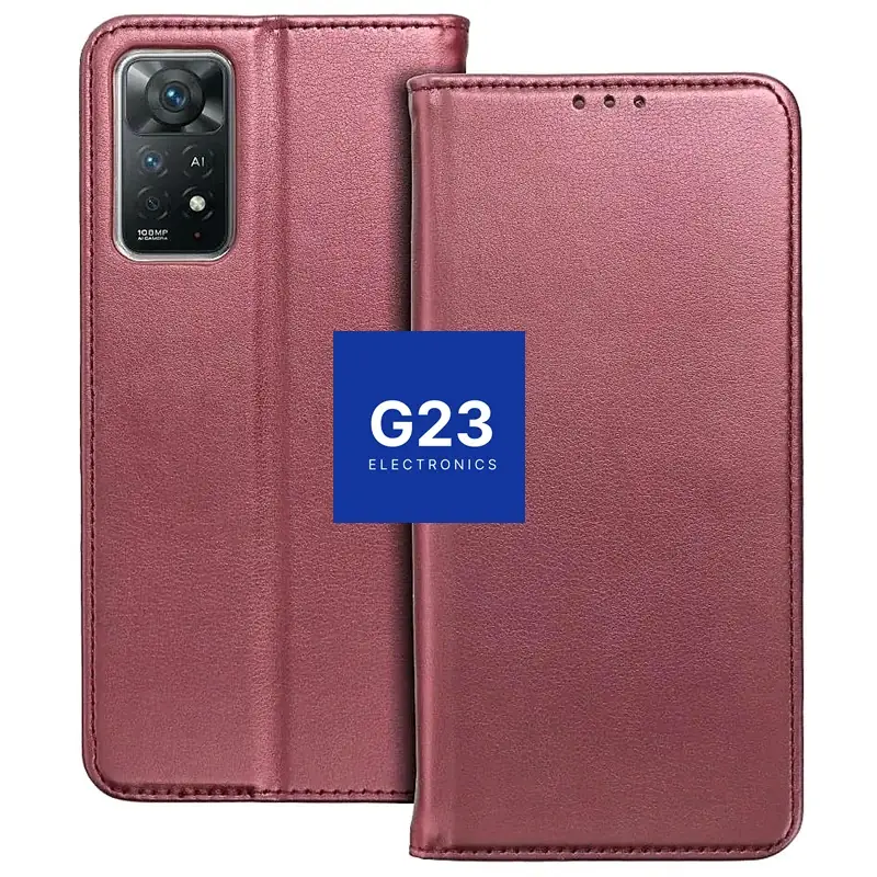 Re-Cap magnetinis dėklas Samsung Galaxy A53 5G telefonui bordo spalvos 7 Re-Cap bordo spalvos magnetinis dėklas knygelė – priekis ir nugarėlė, pavyzdys ant kito telefono