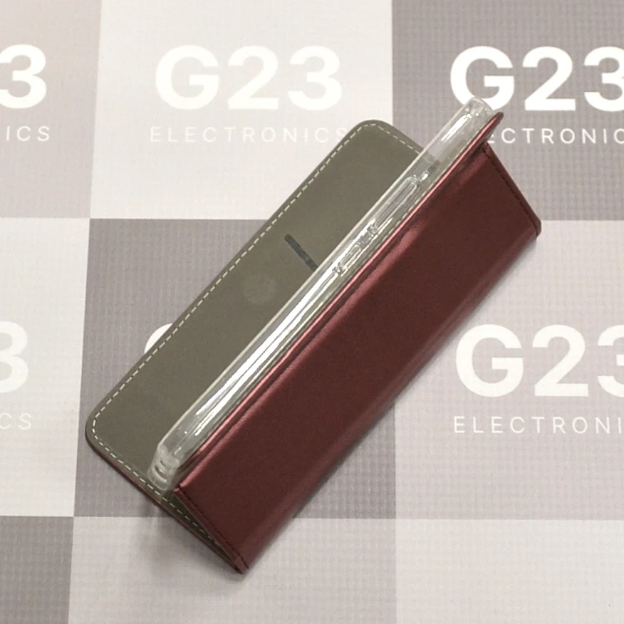 Re-Cap magnetinis dėklas Samsung Galaxy A53 5G telefonui bordo spalvos 6 Re-Cap dėklas Samsung Galaxy A53 5G stovo padėtyje – vaizdas iš šono